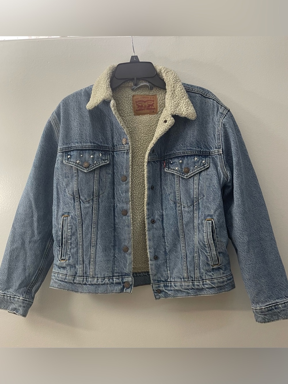 Levi's Women's Studded Sherpa Lined Denim Trucker Jacket